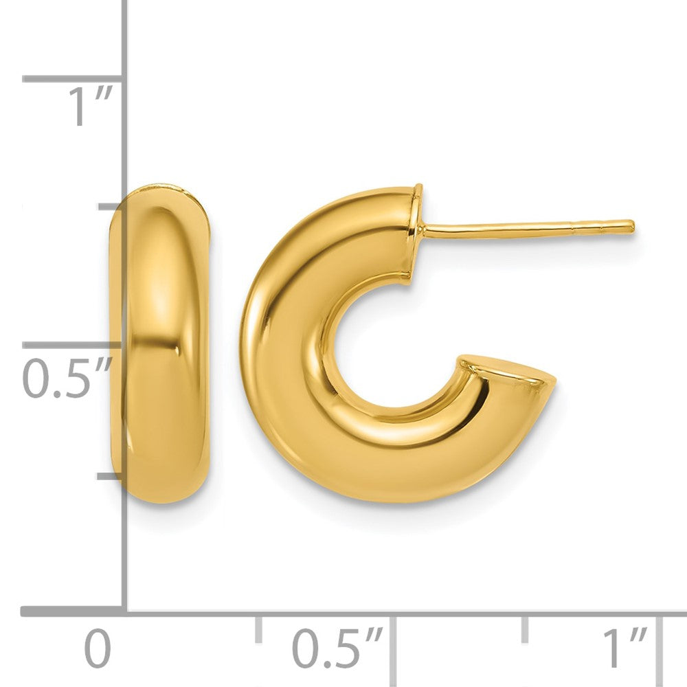 14K Yellow Gold Polished J Hoop Post Earrings