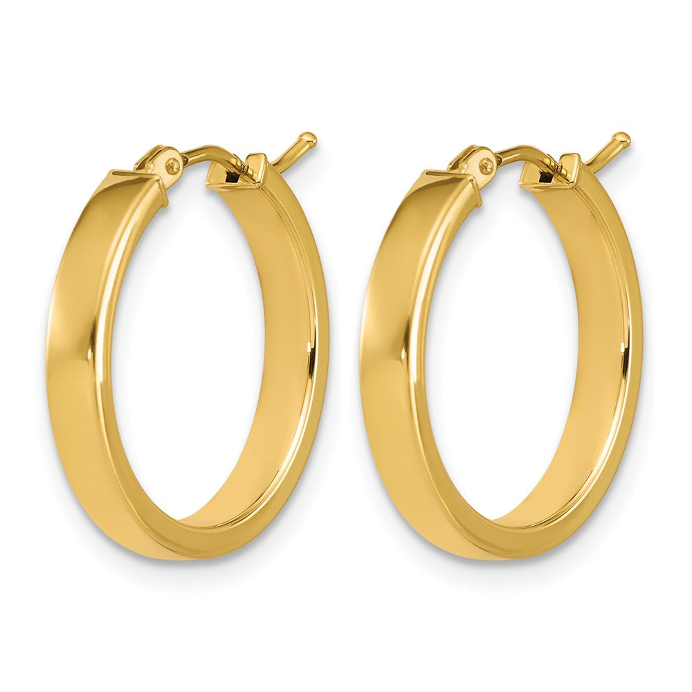 14K Yellow Gold Polished Square Tube Round Hoop Earrings
