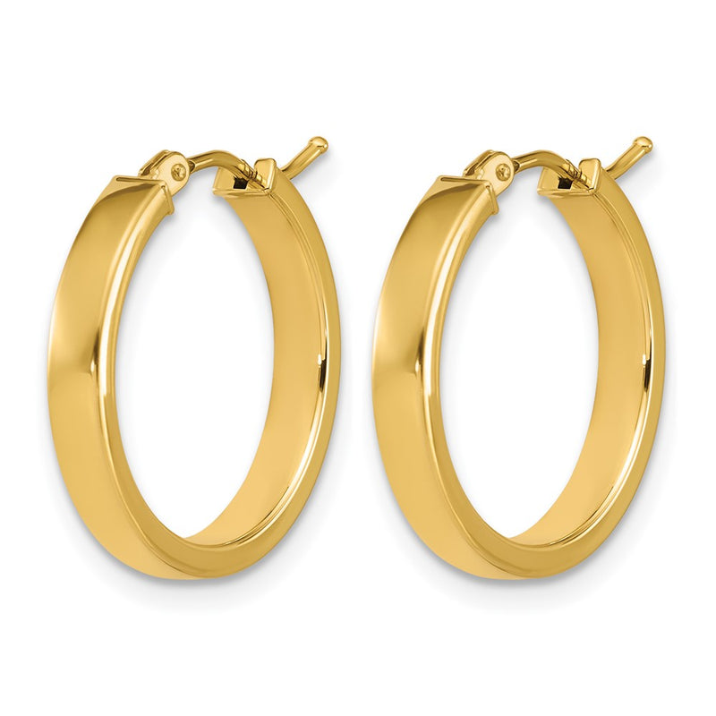 14K Yellow Gold Polished Square Tube Round Hoop Earrings