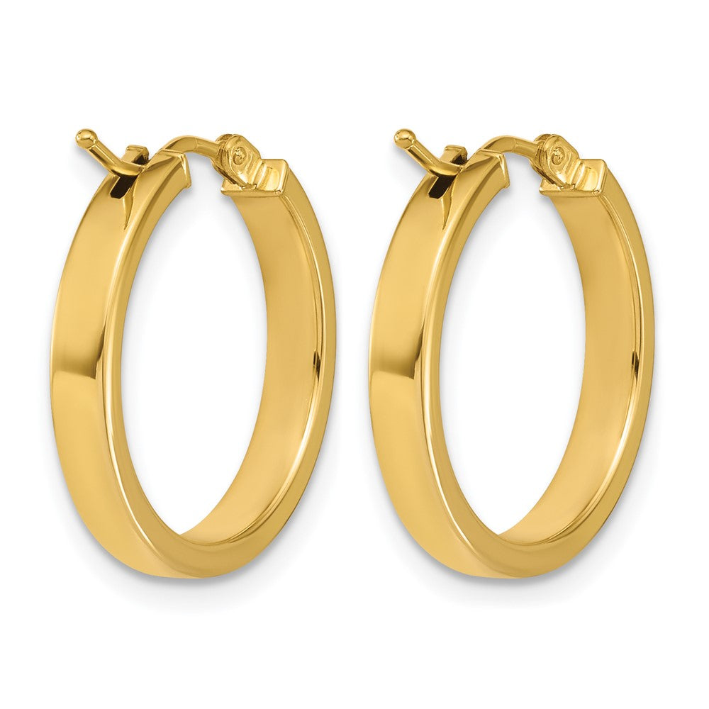 14K Yellow Gold Polished Square Tube Round Hoop Earrings