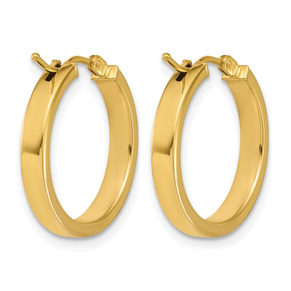 14K Yellow Gold Polished Square Tube Round Hoop Earrings