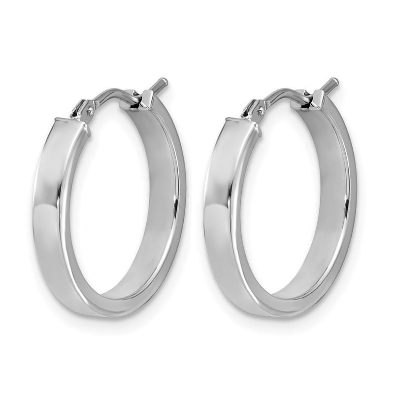 14K White Gold Square Tube Round Hoop Earrings