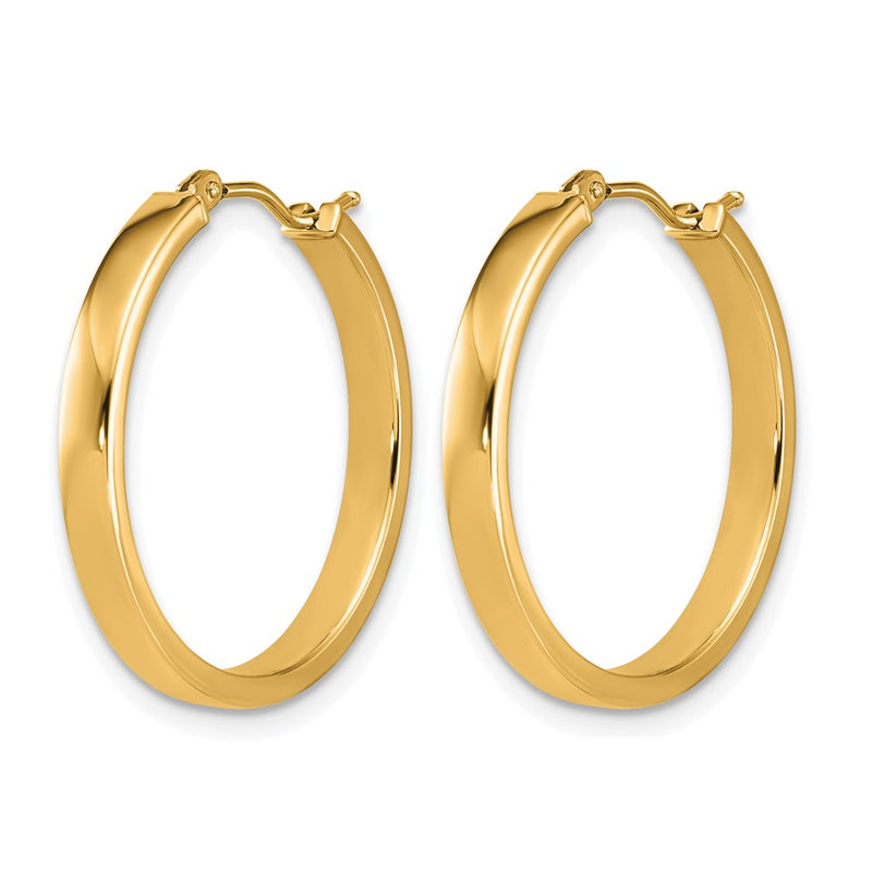 14K Yellow Gold Polished Square Tube Round Hoop Earrings