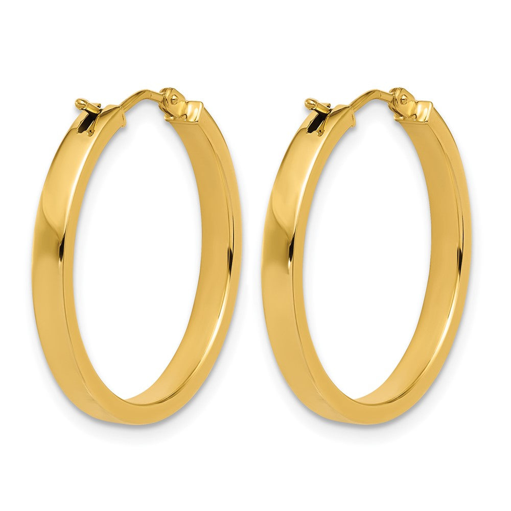 14K Yellow Gold Polished Square Tube Round Hoop Earrings
