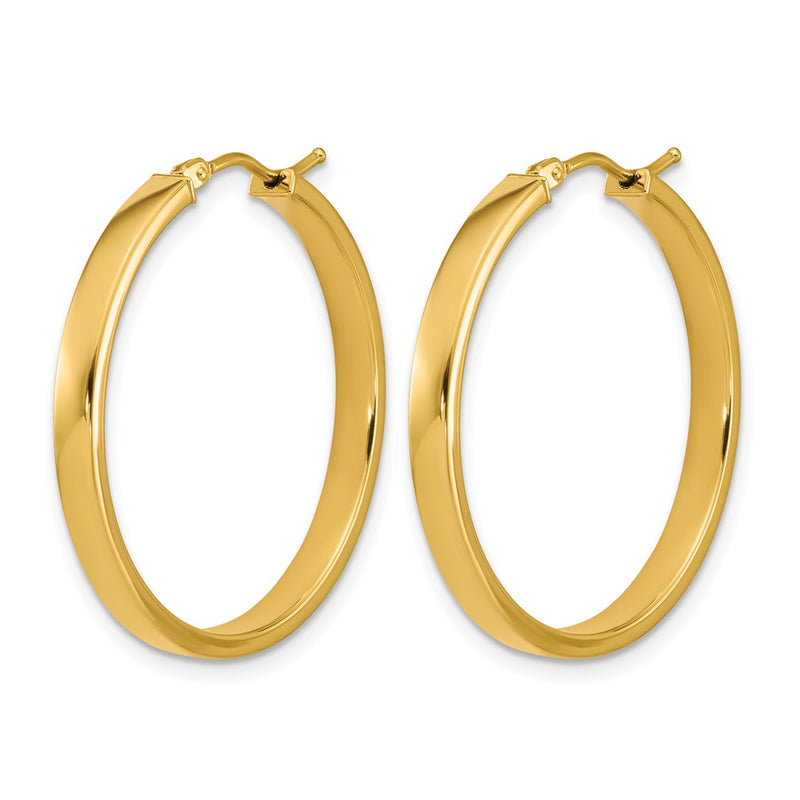 14K Yellow Gold Polished Square Tube Round Hoop Earrings