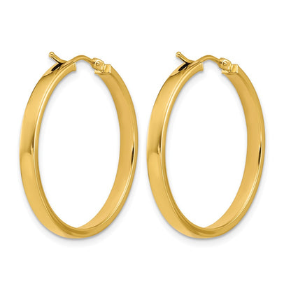 14K Yellow Gold Polished Square Tube Round Hoop Earrings