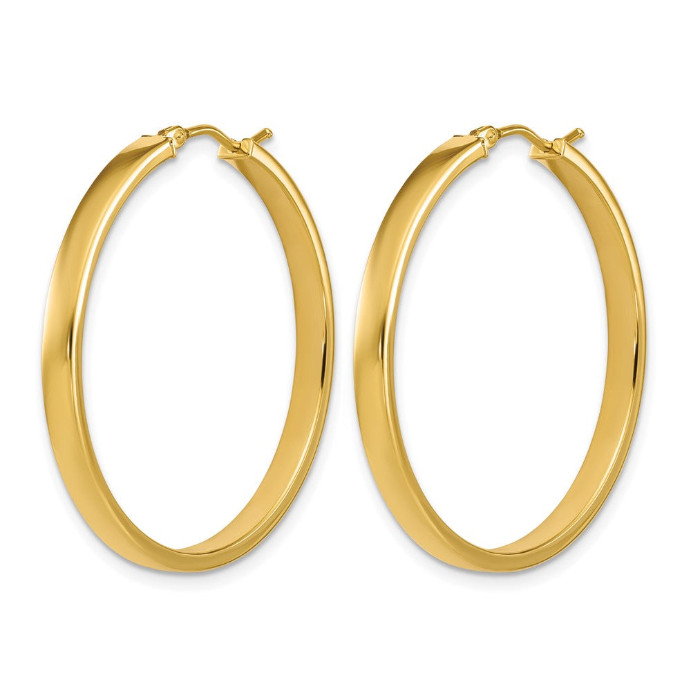 14K Yellow Gold Polished Square Tube Round Hoop Earrings