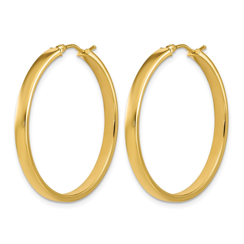 14K Yellow Gold Polished Square Tube Round Hoop Earrings