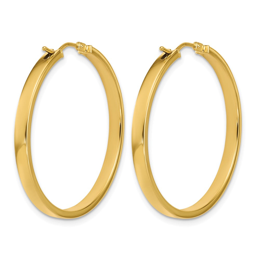 14K Yellow Gold Polished Square Tube Round Hoop Earrings