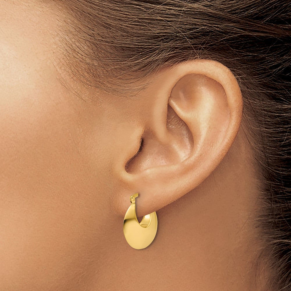 14K Yellow Gold Polished Round Hoop Earrings