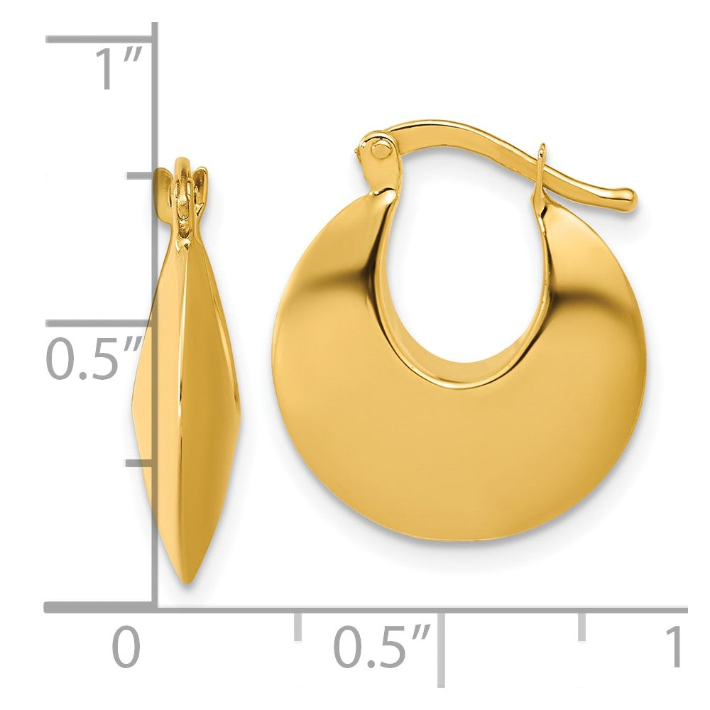 14K Yellow Gold Polished Round Hoop Earrings