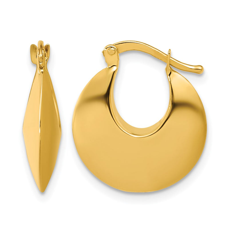 14K Yellow Gold Polished Round Hoop Earrings