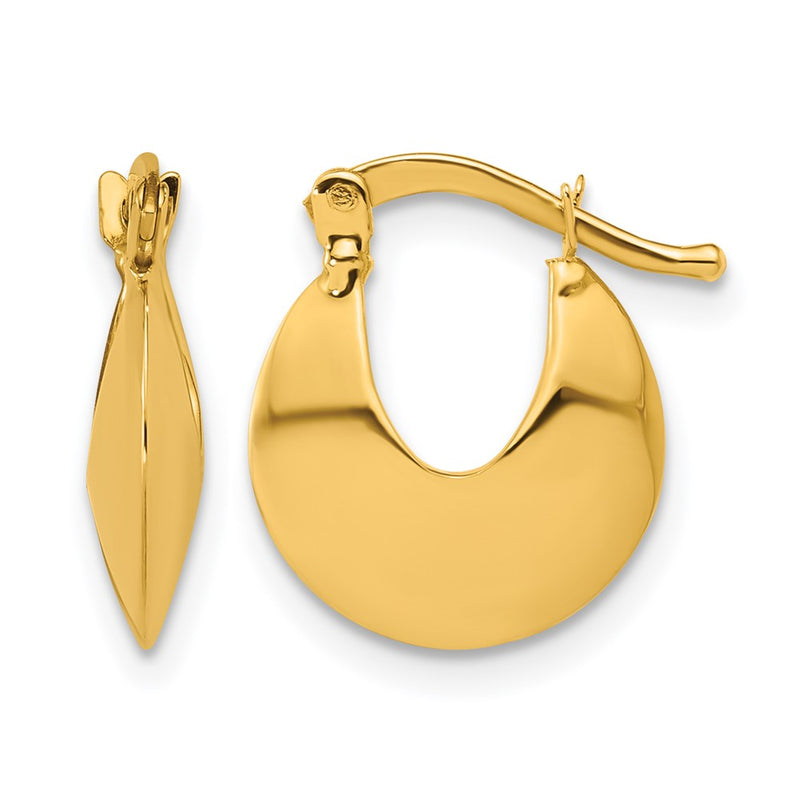 14K Yellow Gold Polished Round Hoop Earrings
