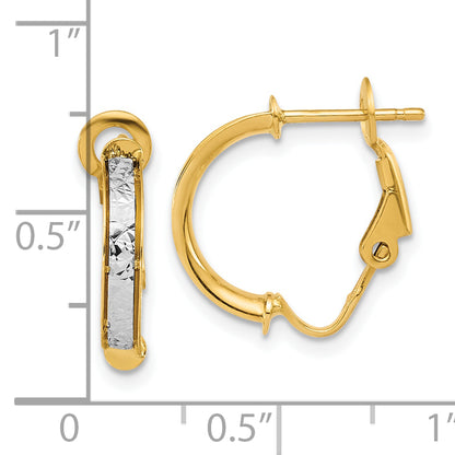 14K Two Tone Polished / Diamond Cut Omega Back Earrings