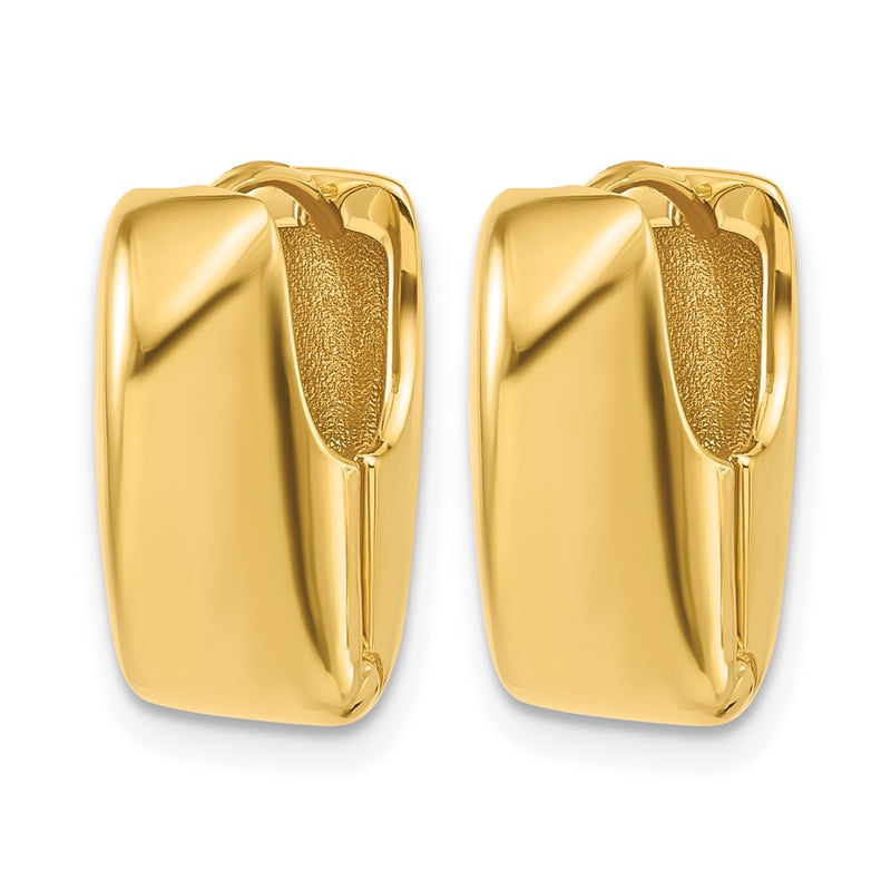 14K Yellow Gold Polished Puff Oval Hinged Hoop Earrings