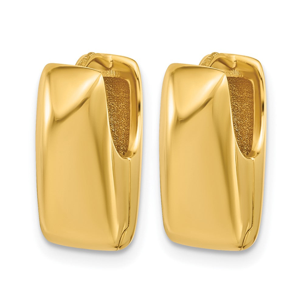 14K Yellow Gold Polished Puff Oval Hinged Hoop Earrings