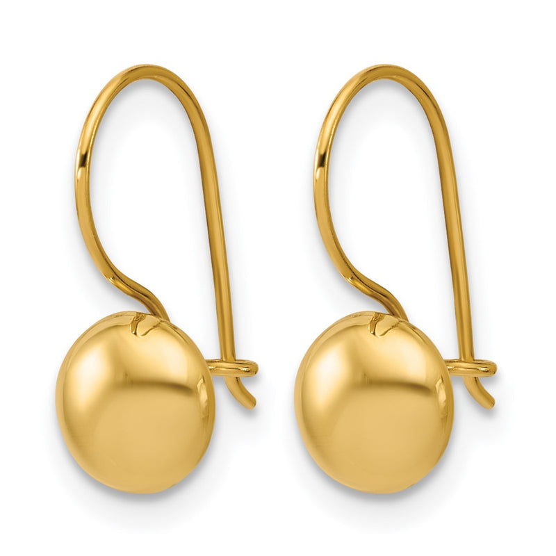 14K Yellow Gold Polished Drop Button Earrings