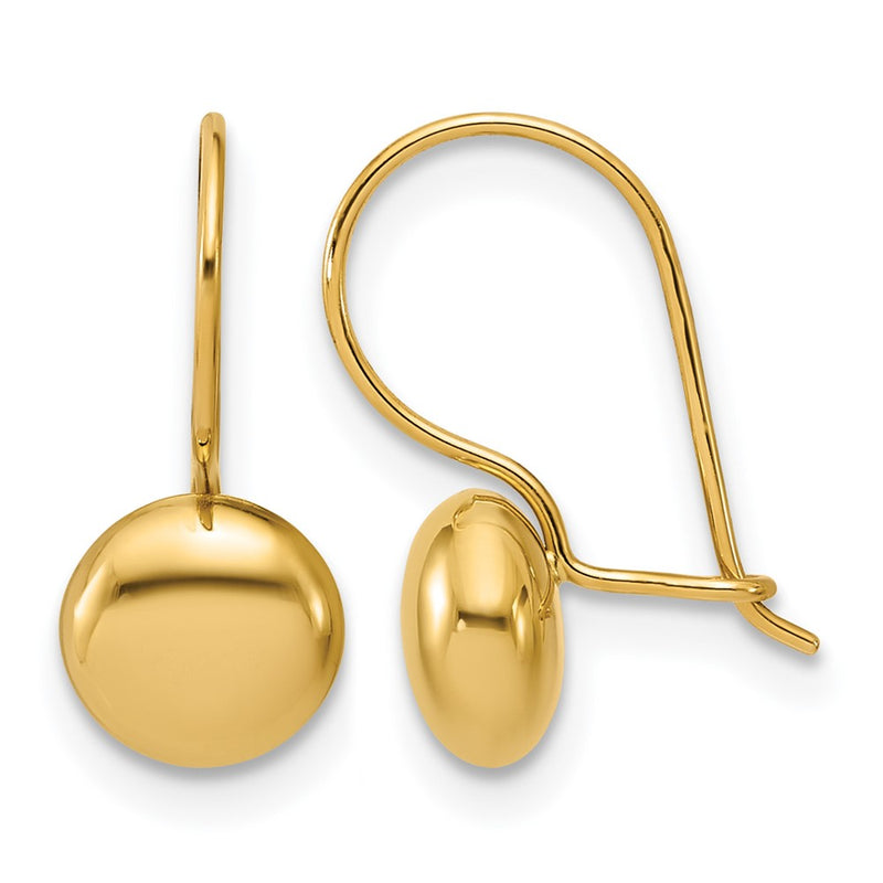 14K Yellow Gold Polished Drop Button Earrings