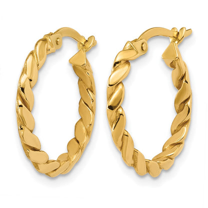14K Yellow Gold Polished Twisted Round Hoop Earrings