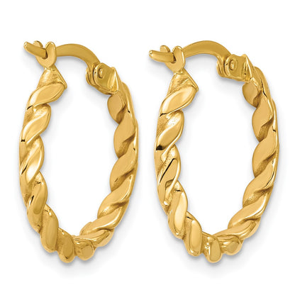 14K Yellow Gold Polished Twisted Round Hoop Earrings