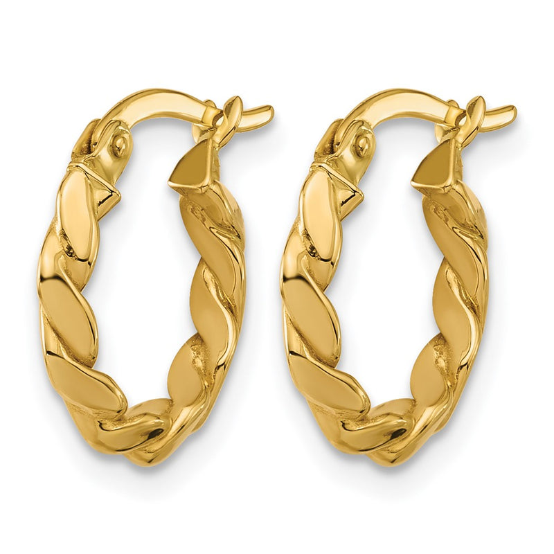 14K Yellow Gold Polished Twisted Round Hoop Earrings