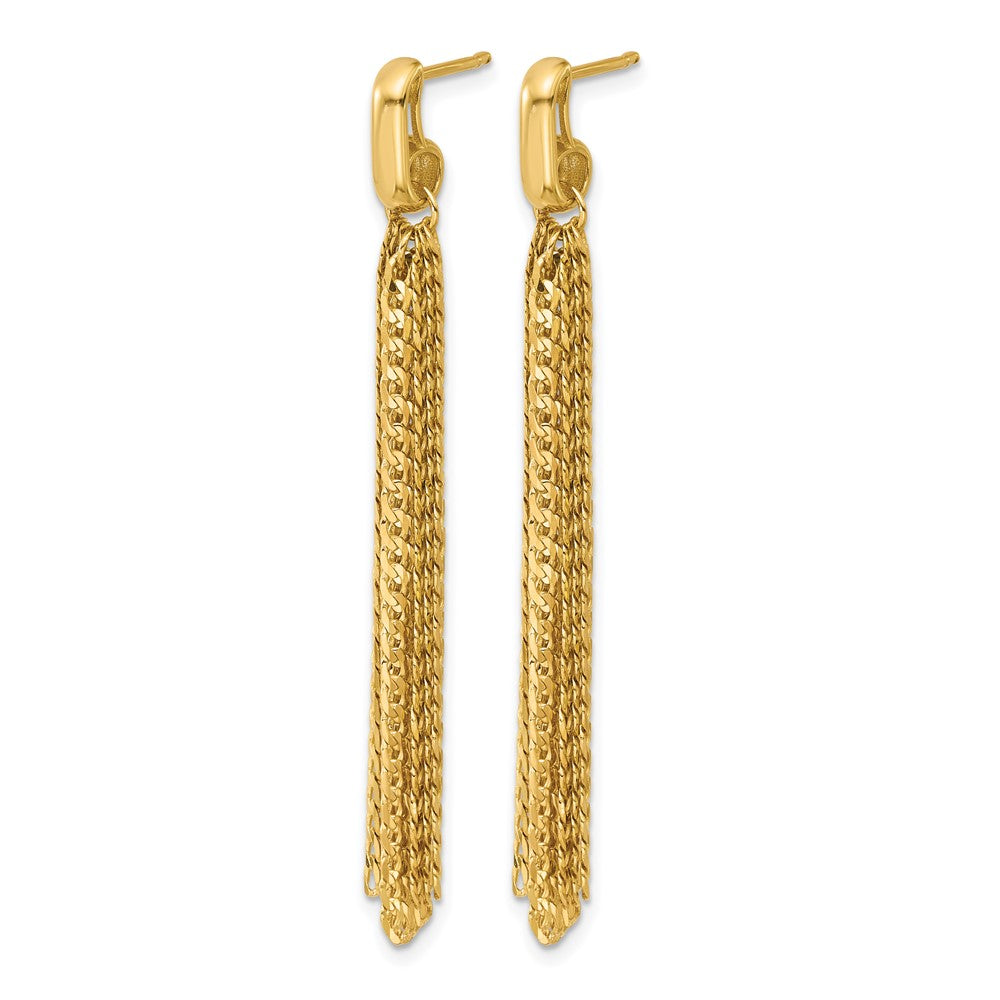 14K Yellow Gold Polished Fancy Curb Link Tassel Post Dangle Earrings