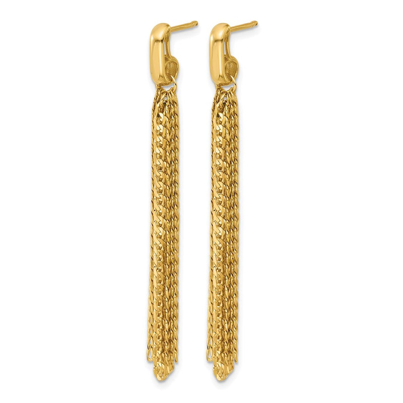 14K Yellow Gold Polished Fancy Curb Link Tassel Post Dangle Earrings
