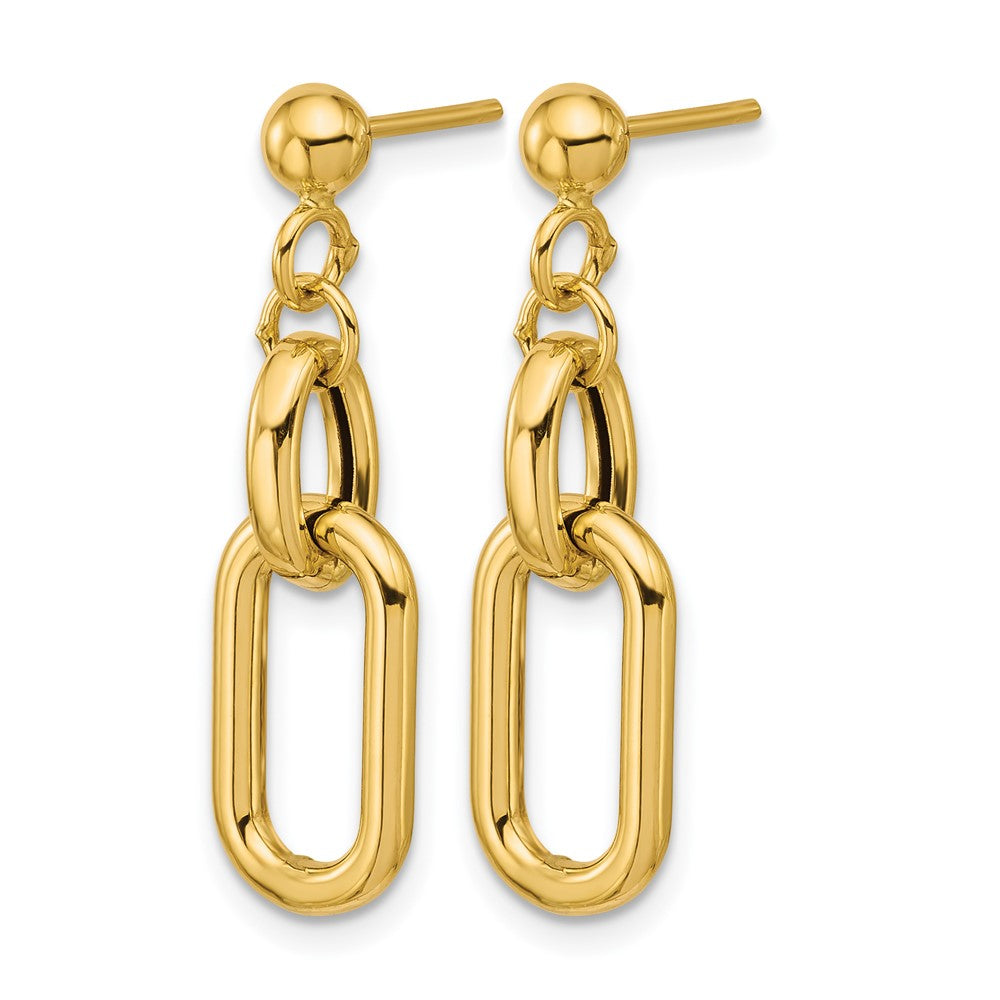 14K Yellow Gold Polished Fancy Link Post Dangle Earrings