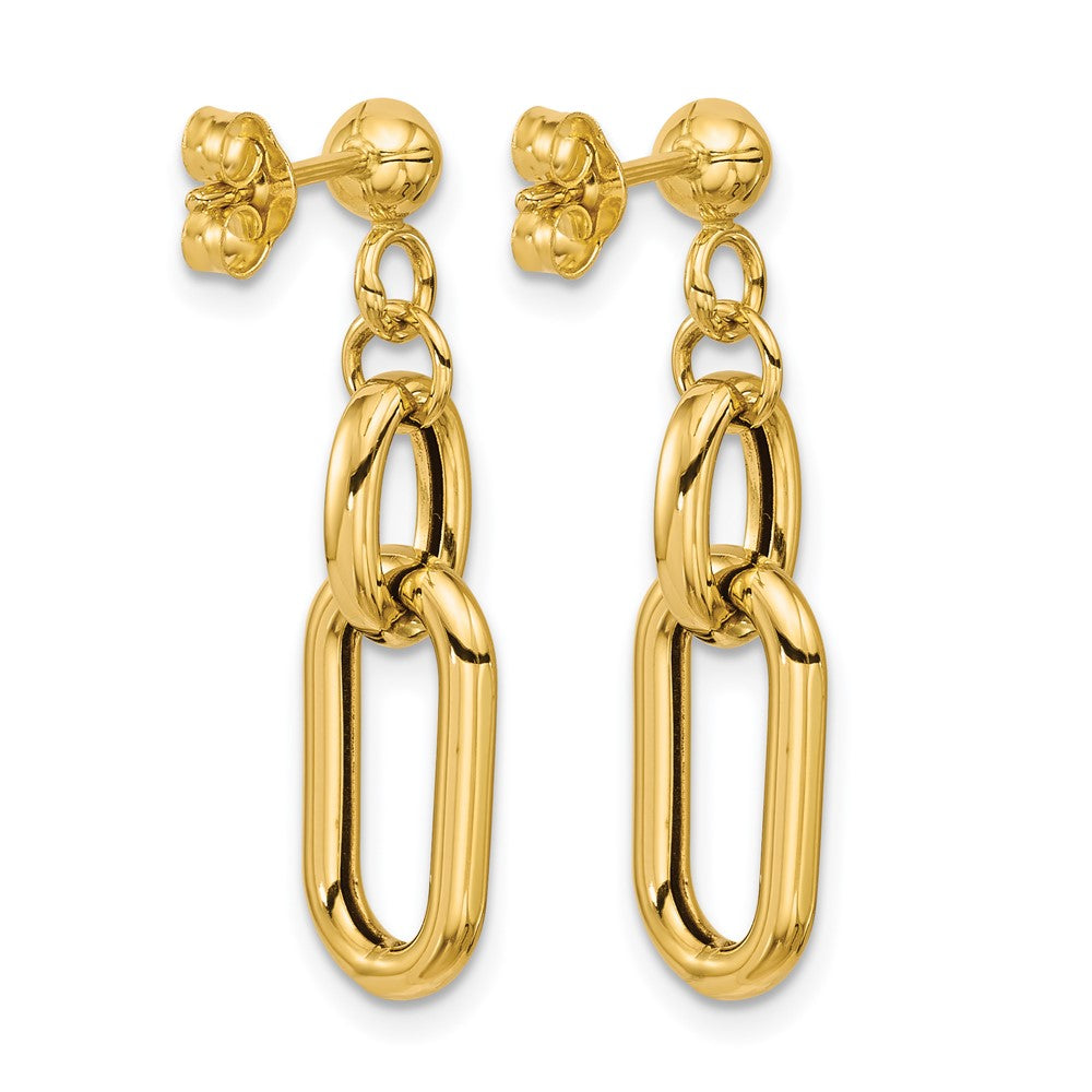 14K Yellow Gold Polished Fancy Link Post Dangle Earrings