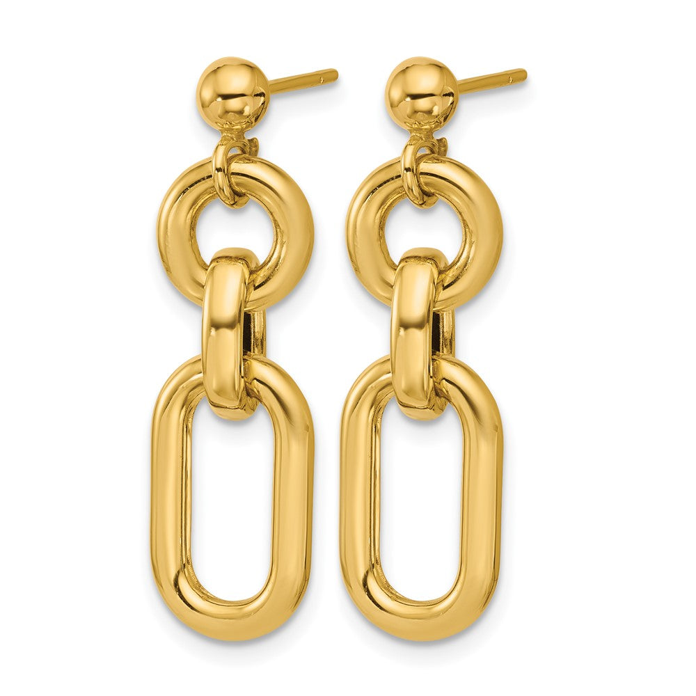 14K Yellow Gold Polished Fancy Mixed Links Post Dangle Earrings