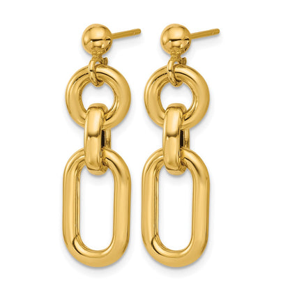 14K Yellow Gold Polished Fancy Mixed Links Post Dangle Earrings