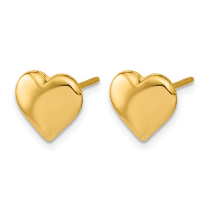 14K Yellow Gold Polished Heart Post Earrings