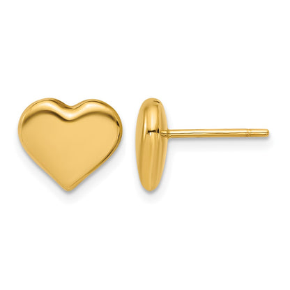 14K Yellow Gold Polished Heart Post Earrings