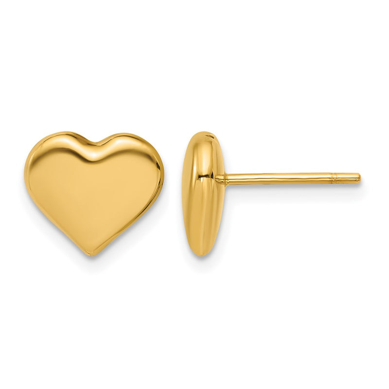 14K Yellow Gold Polished Heart Post Earrings