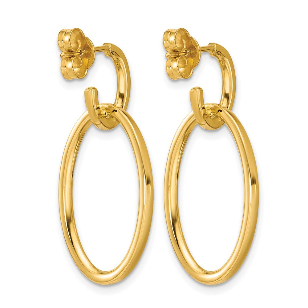 14K Yellow Gold Polished Fancy Oval Link Post Dangle Earrings