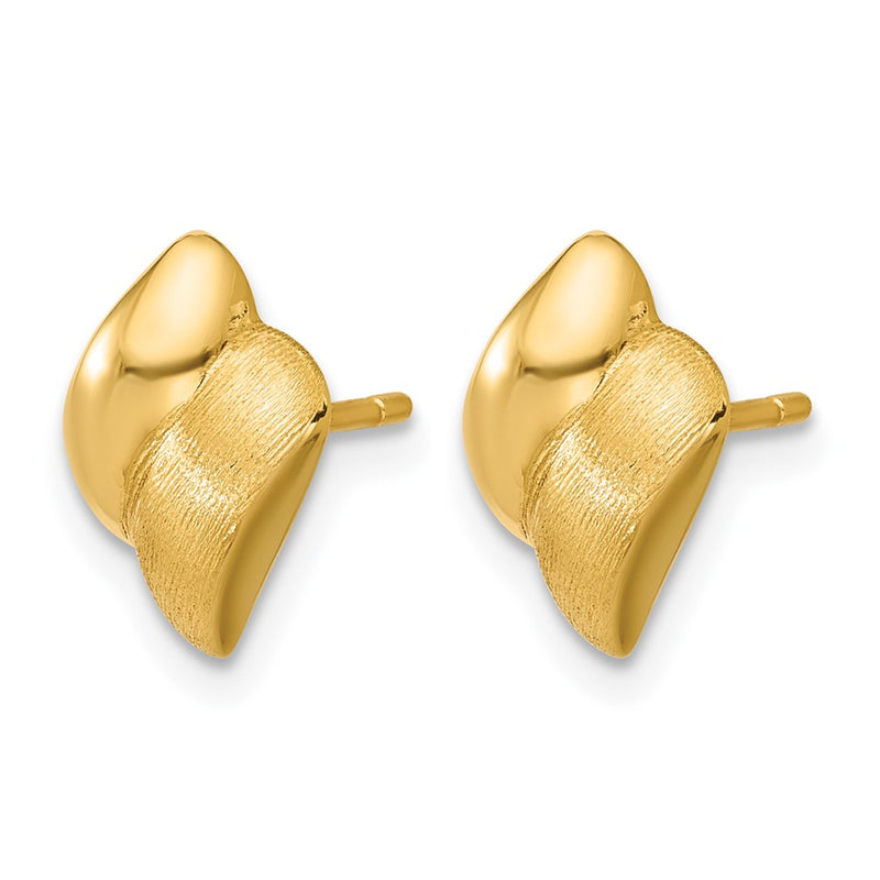 14K Yellow Gold Polished And Brushed Fancy Post Earrings