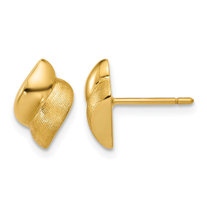 14K Yellow Gold Polished And Brushed Fancy Post Earrings