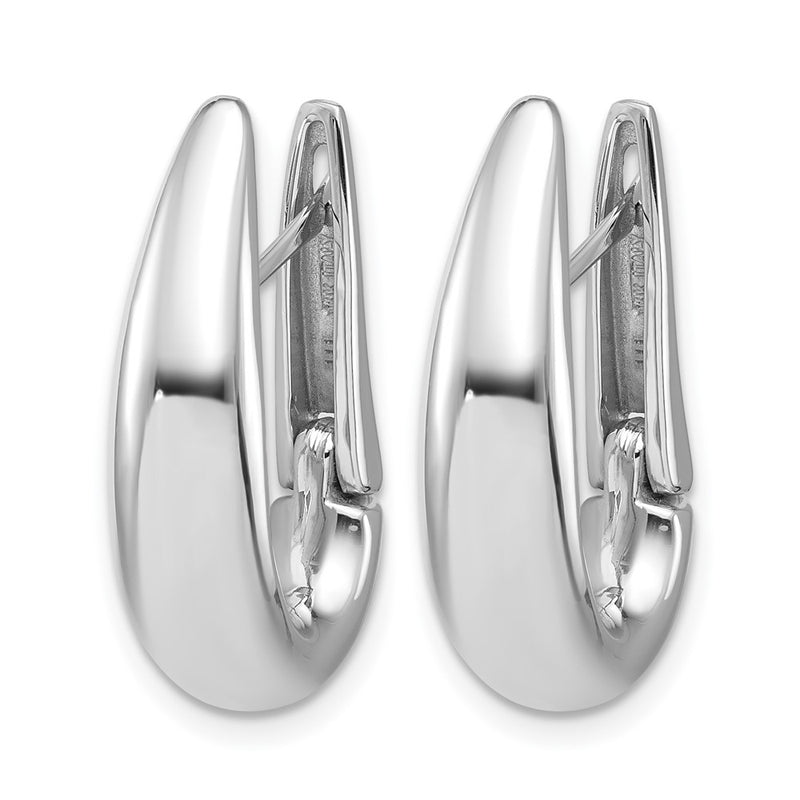 14K White Gold Polished Teardrop Hinged Hoop Earrings