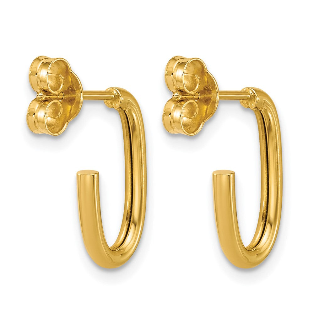 14K Yellow Gold Polished 2.0mm Oval Post J Hoop Earrings
