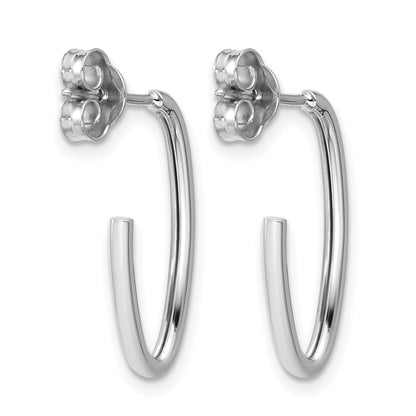 14K White Gold Polished 1.8mm Oval Post J Hoop Earrings