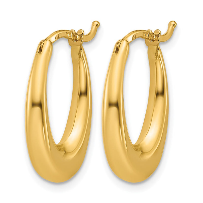 14K Yellow Gold Polished Tapered Oval Hoop Earrings