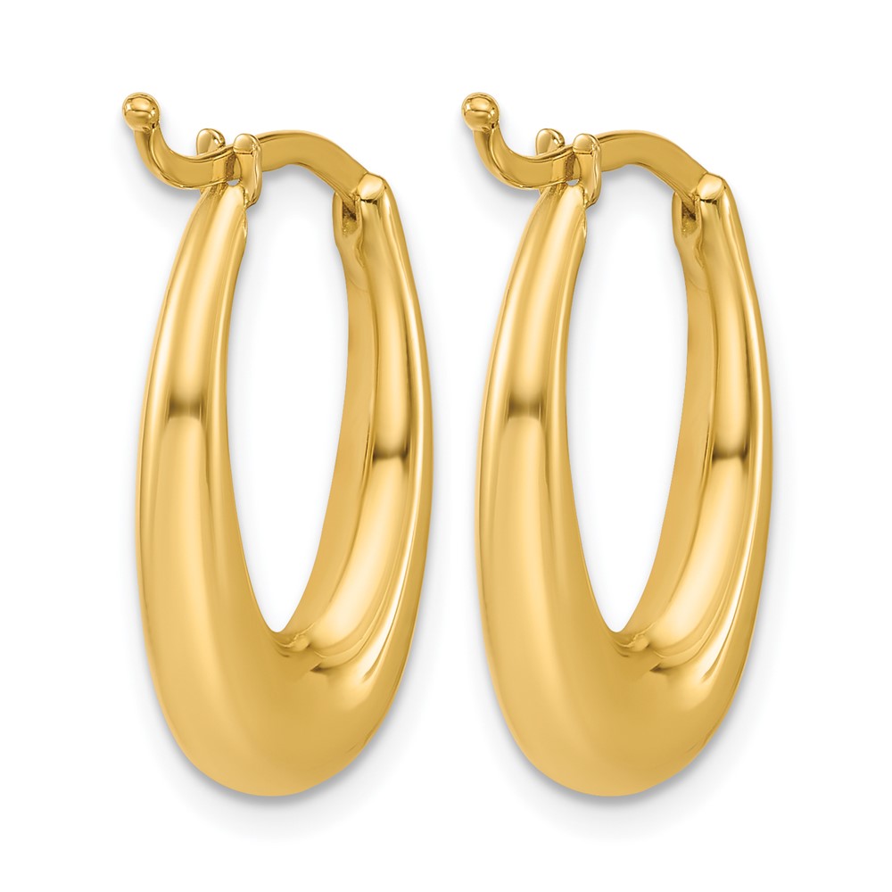 14K Yellow Gold Polished Tapered Oval Hoop Earrings