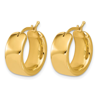 14K Yellow Gold Polished 7.7mm Round Hoop Earrings