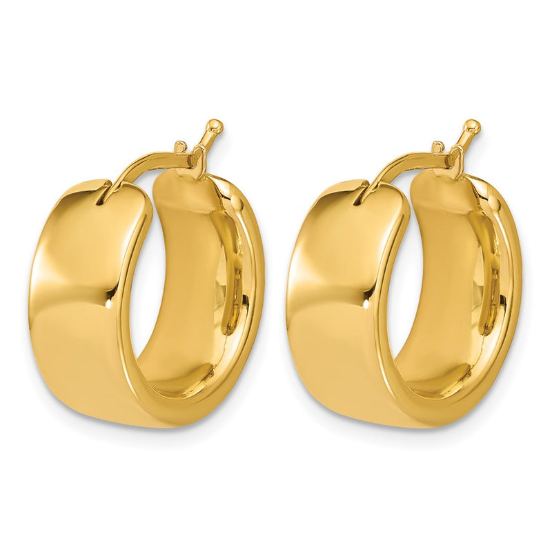 14K Yellow Gold Polished 7.7mm Round Hoop Earrings
