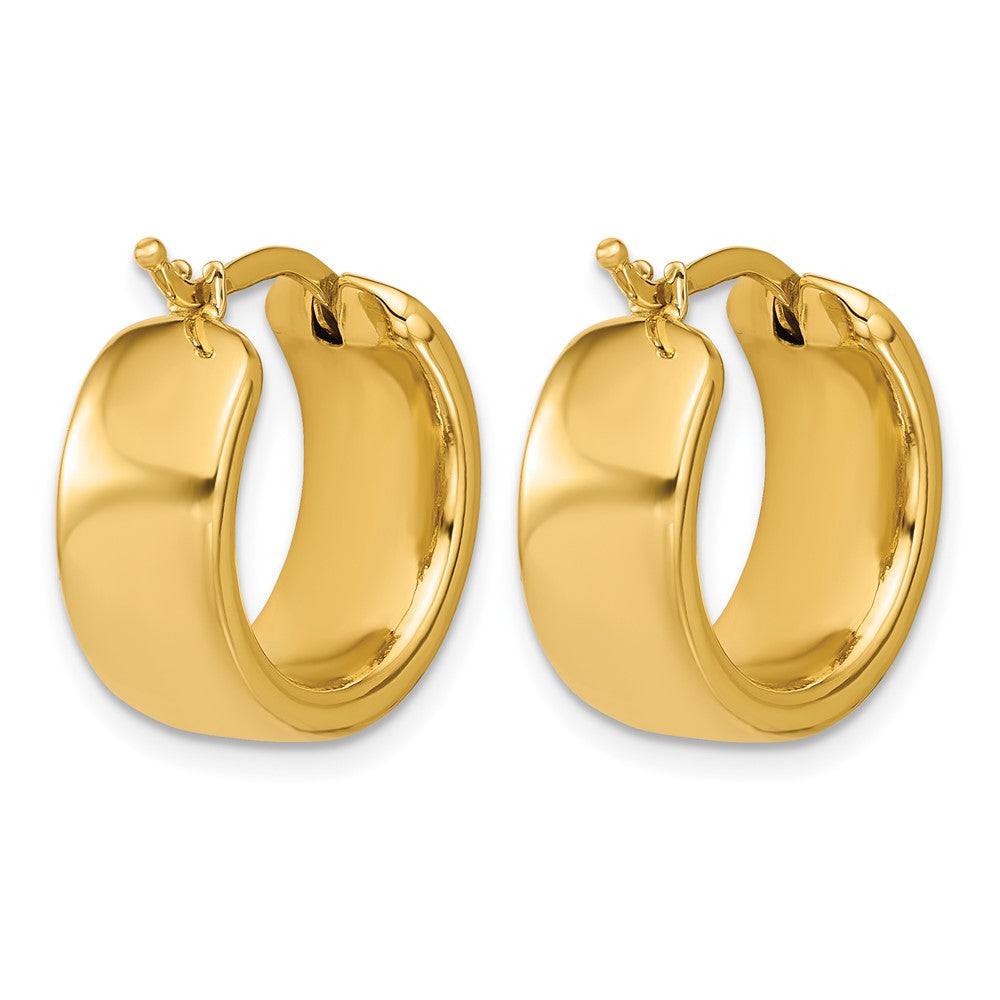 14K Yellow Gold Polished 7.7mm Round Hoop Earrings