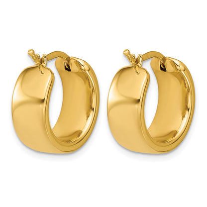 14K Yellow Gold Polished 7.7mm Round Hoop Earrings