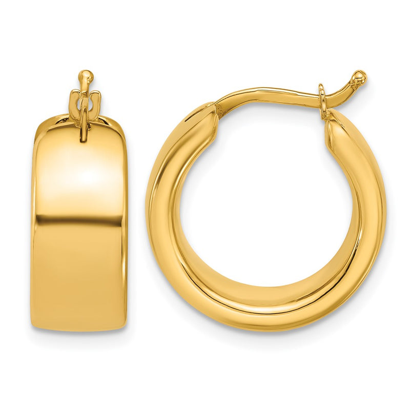 14K Yellow Gold Polished 7.7mm Round Hoop Earrings