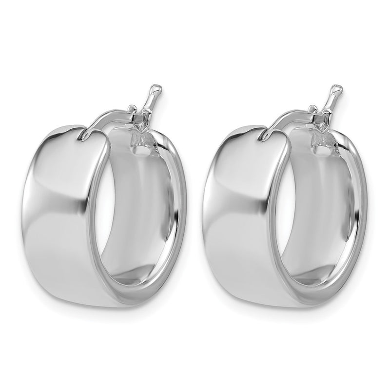 14K White Gold Polished 7.7mm Round Hoop Earrings
