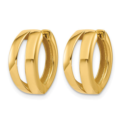 14K Yellow Gold Polished Fancy Tapered Hinged Round Hoop Earrings