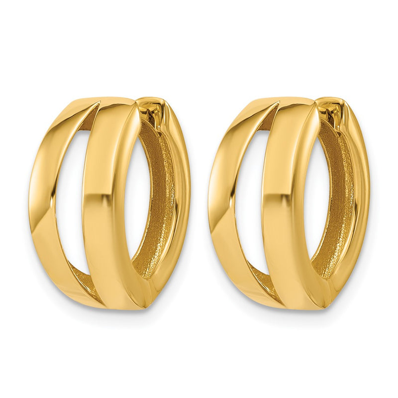 14K Yellow Gold Polished Fancy Tapered Hinged Round Hoop Earrings